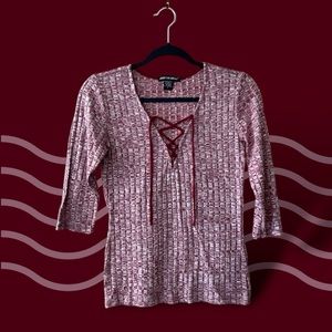 American Dream Heather Burgundy Ribbed Knit Top sz L